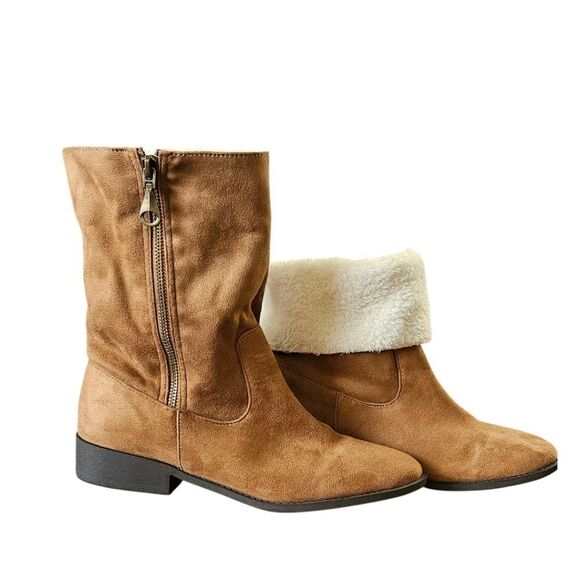 MAURICE'S REGINA FOX FUR ROLL DOWN ANKLE ZIP BOOTS SIZE 10M - Picture 13 of 16